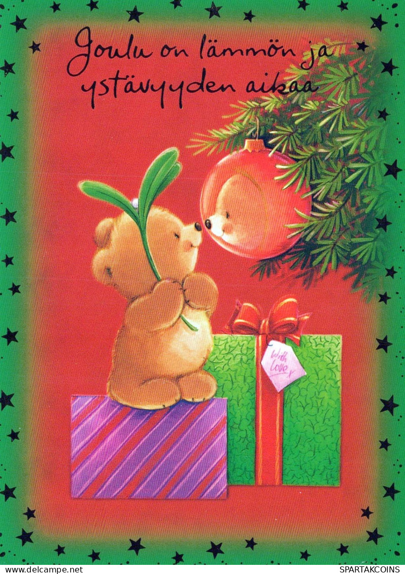 Happy New Year Christmas TEDDY BEAR Vintage Postcard CPSM #PAU664.GB - Nieuwjaar