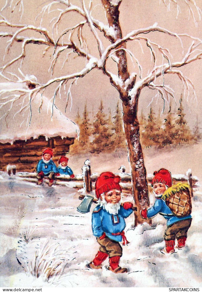 Happy New Year Christmas GNOME Vintage Postcard CPSM #PAU255.GB - Neujahr