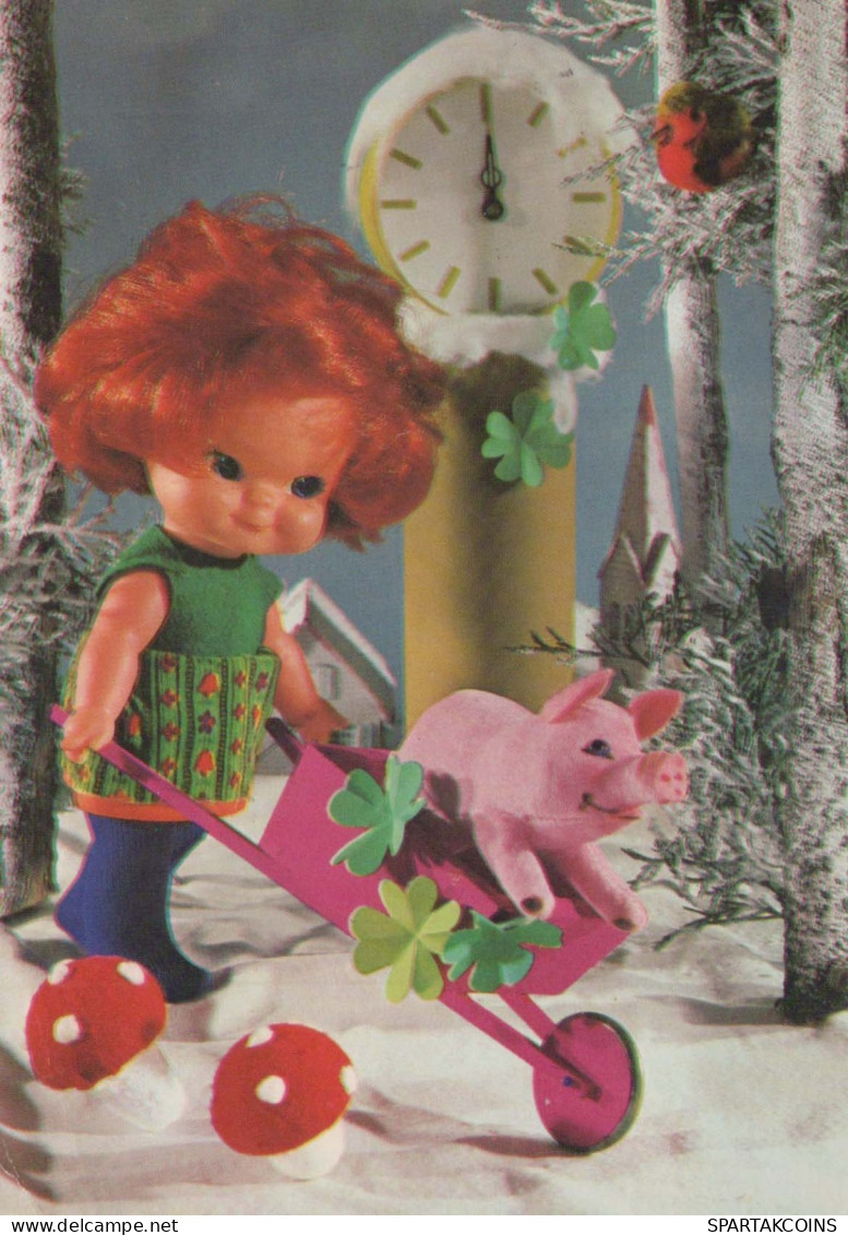 Happy New Year Christmas TABLE CLOCK Vintage Postcard CPSM #PAT994.GB - Nieuwjaar