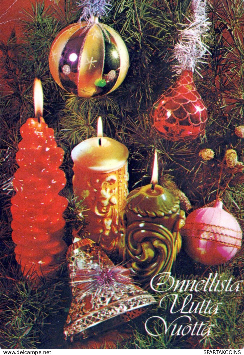 Happy New Year Christmas CANDLE Vintage Postcard CPSM #PAT810.GB - Nieuwjaar