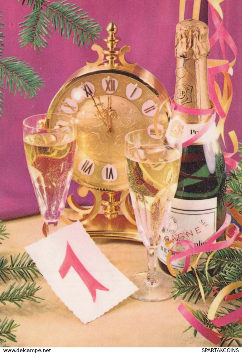 Happy New Year Christmas TABLE CLOCK Vintage Postcard CPSM #PAT749.GB - Neujahr