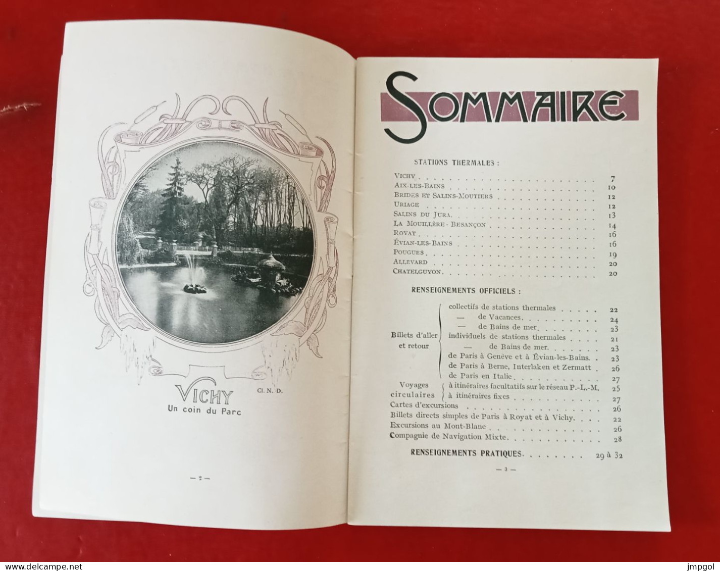 Guide Saison Thermale 1906 Chemins De Fer PLM Vichy Uriage Royat Evian Allevard.... Billets Voyages Circulaires Tarifs - Reiseprospekte