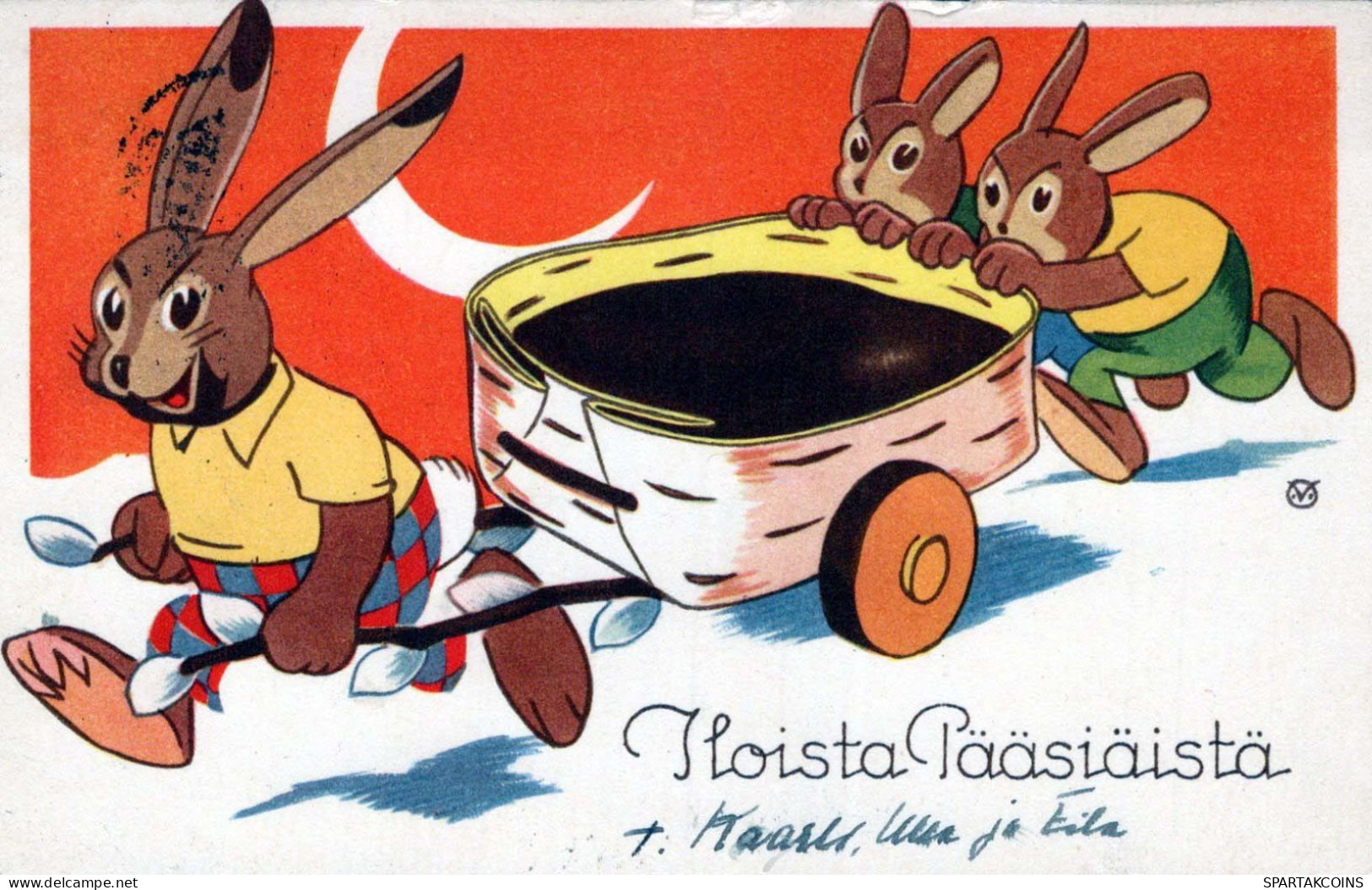 PASQUA CONIGLIO Vintage Cartolina CPA #PKE300.IT - Ostern