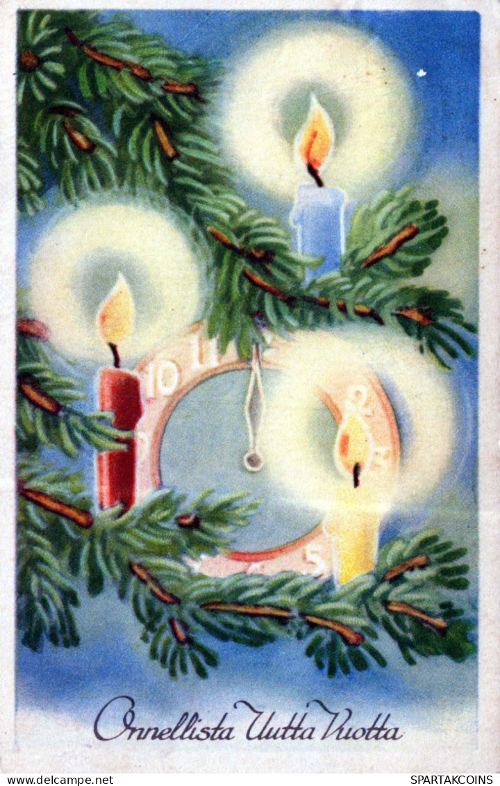 Buon Anno Natale CANDELA Vintage Cartolina CPSMPF #PKD722.IT - Nieuwjaar