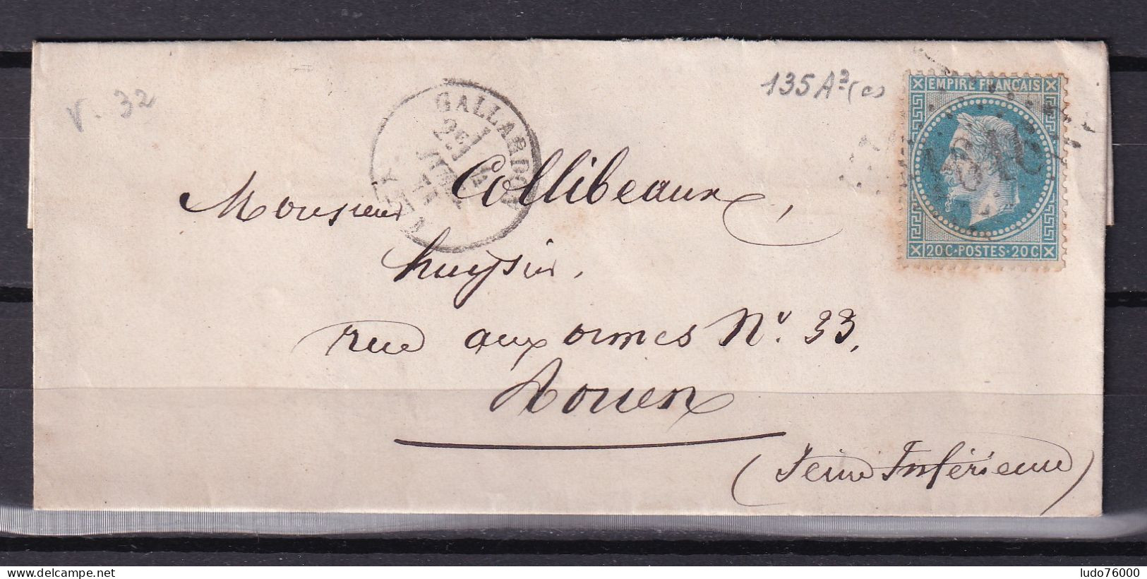 D 808 / NAPOLEON N° 29 SUR LETTRE - 1863-1870 Napoléon III. Laure