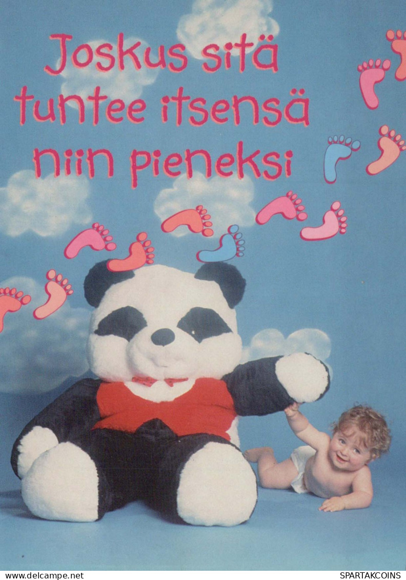 Buon Anno Natale BAMBINO Animale Vintage Cartolina CPSM #PBS996.IT - Año Nuevo