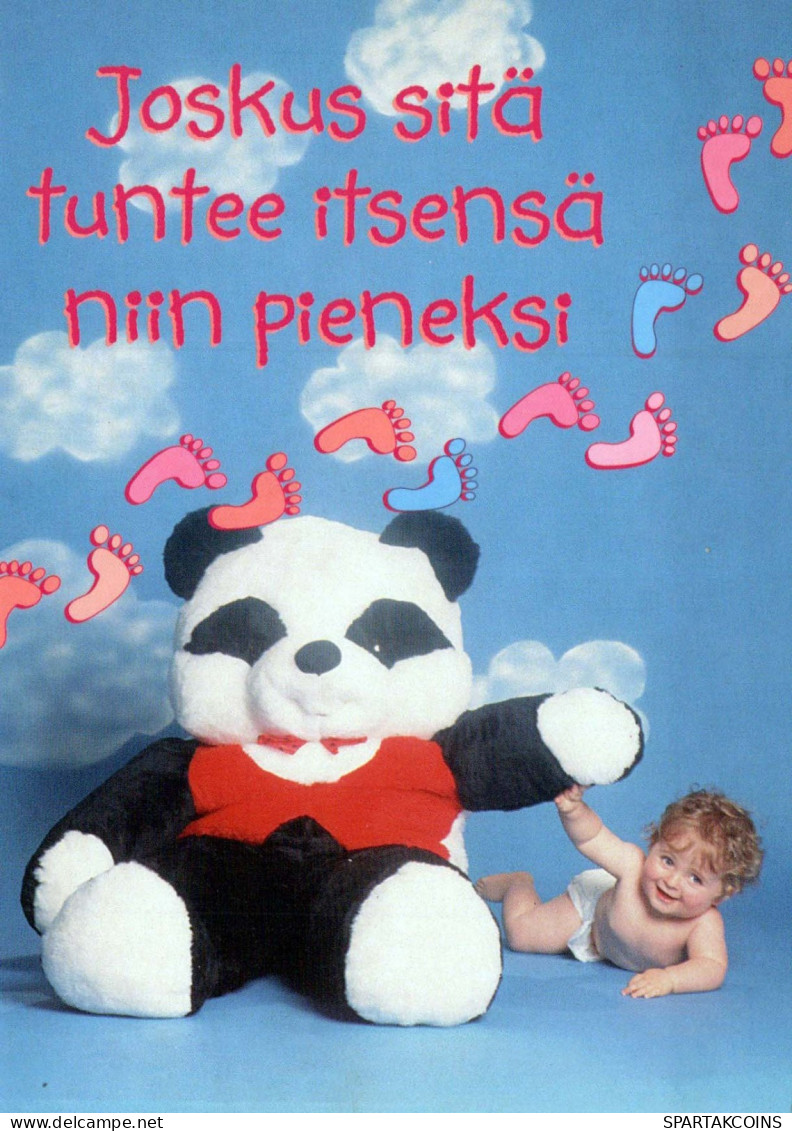 Buon Anno Natale BAMBINO Animale Vintage Cartolina CPSM #PBS996.IT - Neujahr