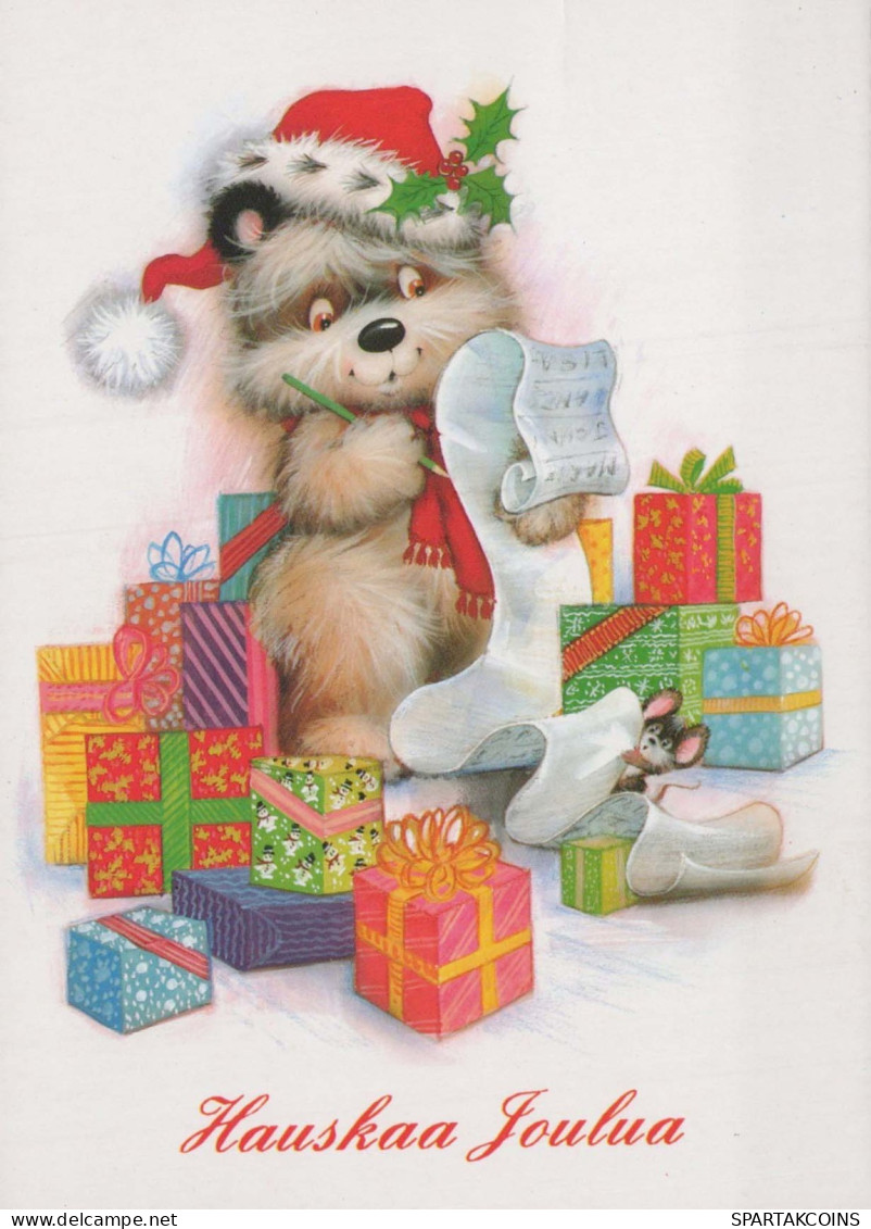 Buon Anno Natale NASCERE Animale Vintage Cartolina CPSM #PBS280.IT - New Year
