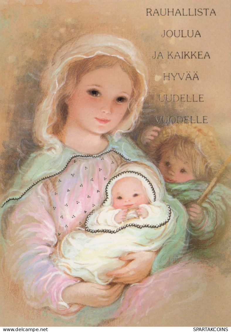 Vergine Maria Madonna Gesù Bambino Natale Religione Vintage Cartolina CPSM #PBP673.IT - Vierge Marie & Madones