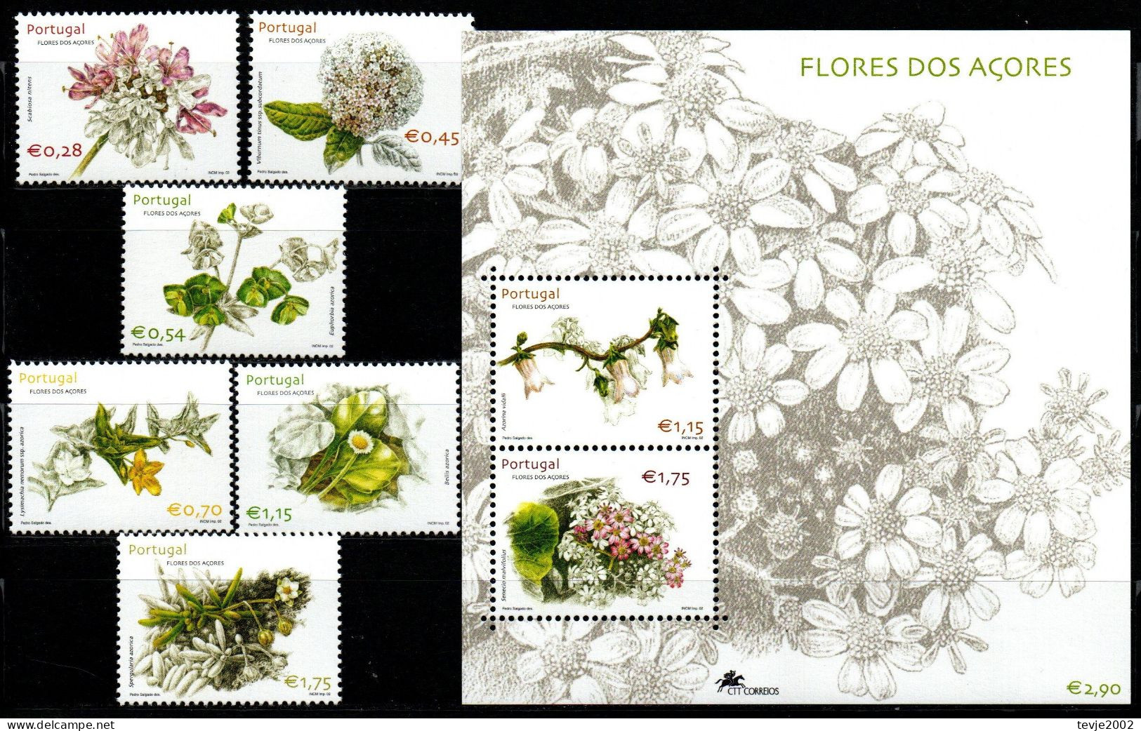 Portugal 2002 - Mi.Nr. 484 - 489 + Block 24 - Postfrisch MNH - Blumen Flowers - Sonstige & Ohne Zuordnung