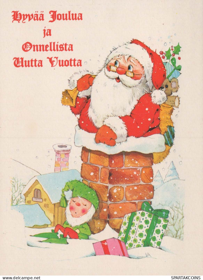 BABBO NATALE Buon Anno Natale Vintage Cartolina CPSM #PBL490.IT - Santa Claus