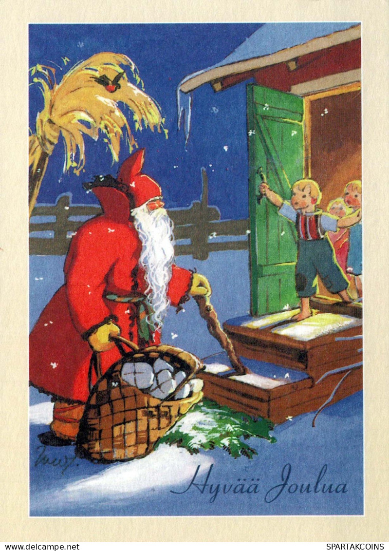 BABBO NATALE Buon Anno Natale Vintage Cartolina CPSM #PBL103.IT - Santa Claus