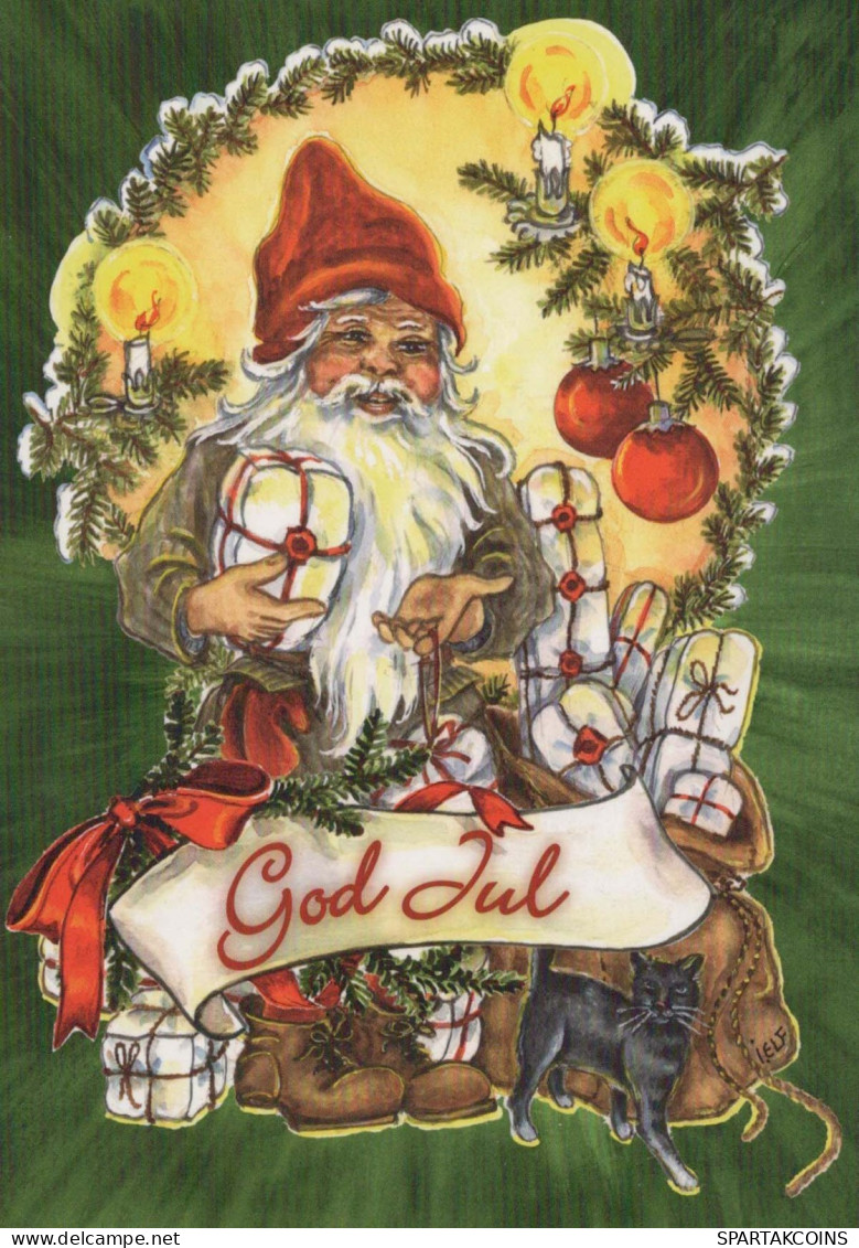BABBO NATALE Buon Anno Natale Vintage Cartolina CPSM #PBL034.IT - Santa Claus