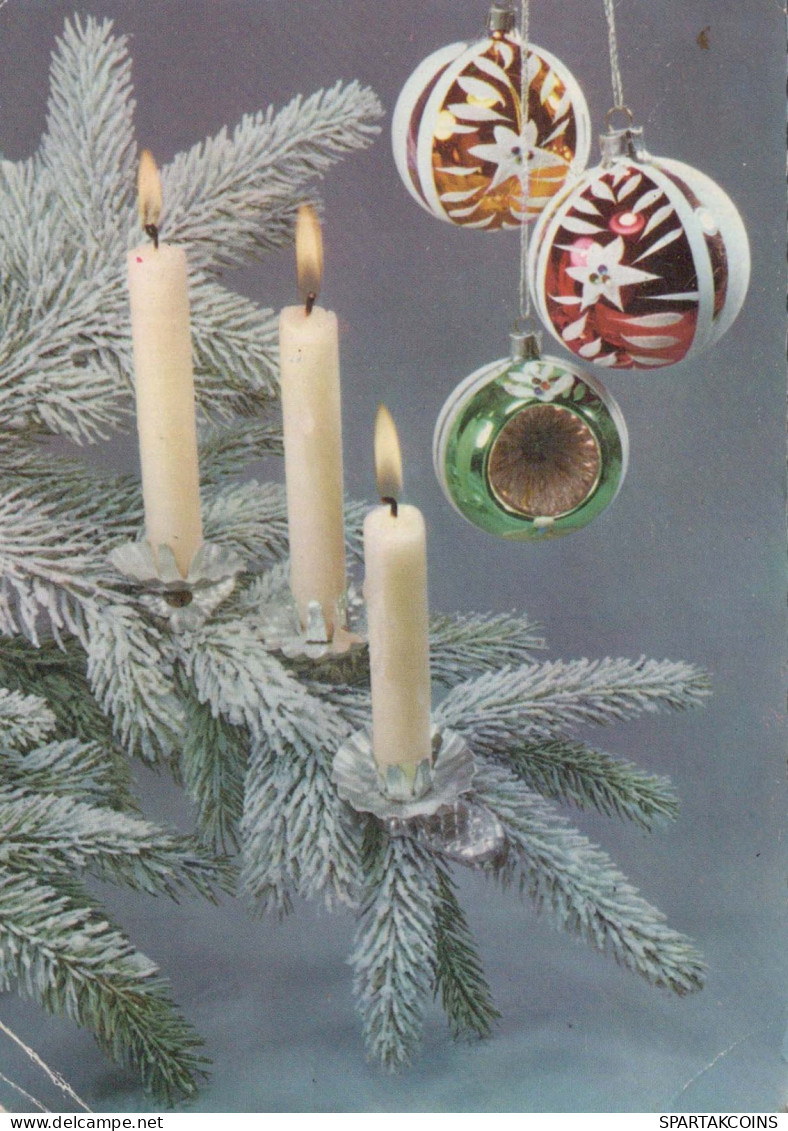 Buon Anno Natale CANDELA Vintage Cartolina CPSM #PAW235.IT - Neujahr