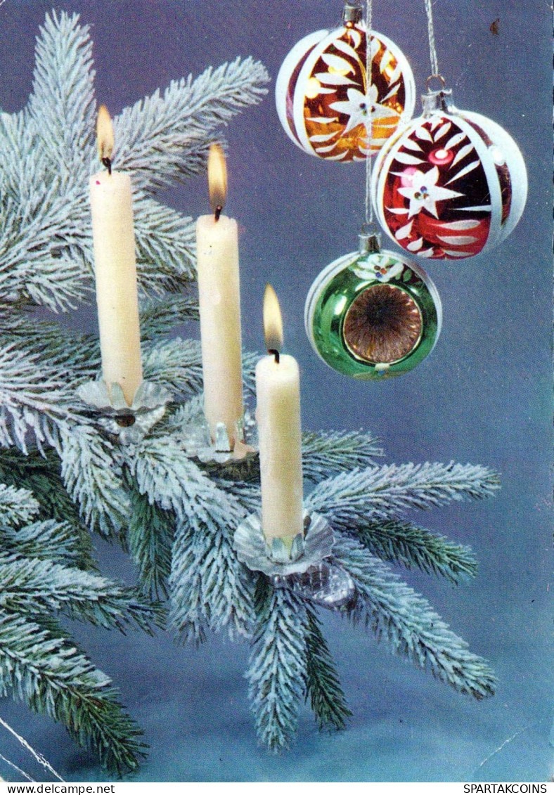 Buon Anno Natale CANDELA Vintage Cartolina CPSM #PAW235.IT - Neujahr