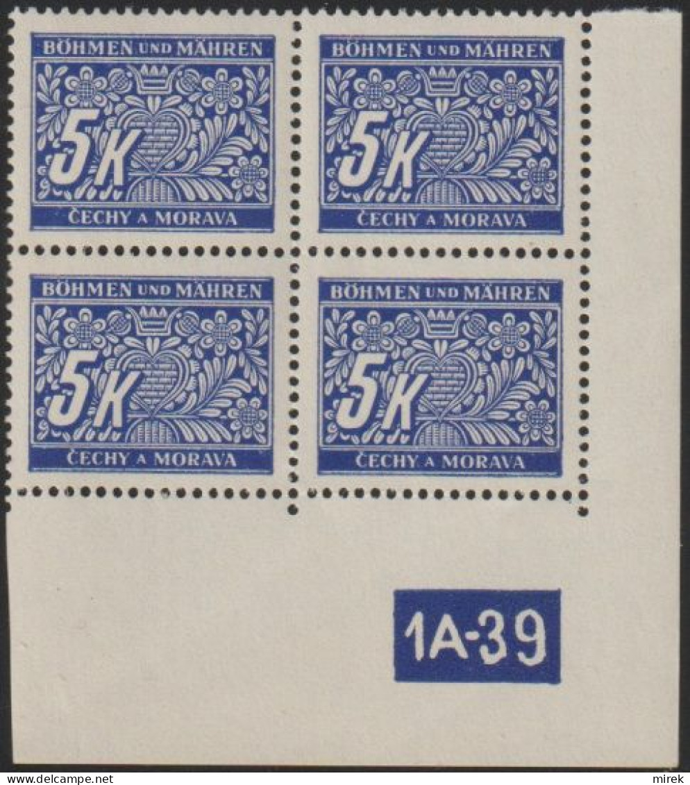 082/ Pof. DL 12, Corner 4-block, Non-perforated Border, Plate Number 1A-39 - Neufs