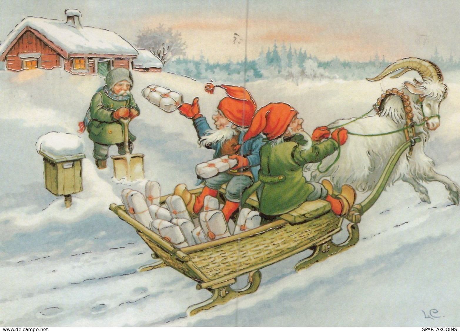 BABBO NATALE Animale Natale Vintage Cartolina CPSM #PAK982.IT - Kerstman