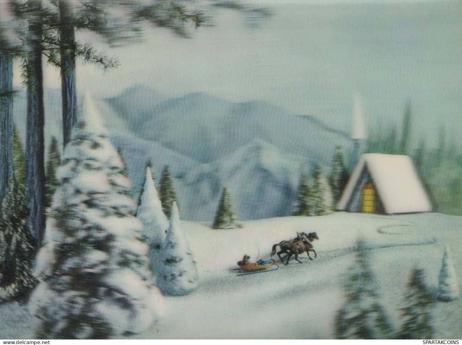 Buon Anno Natale CAVALLO LENTICULAR 3D Vintage Cartolina CPSM #PAZ021.IT - Nouvel An