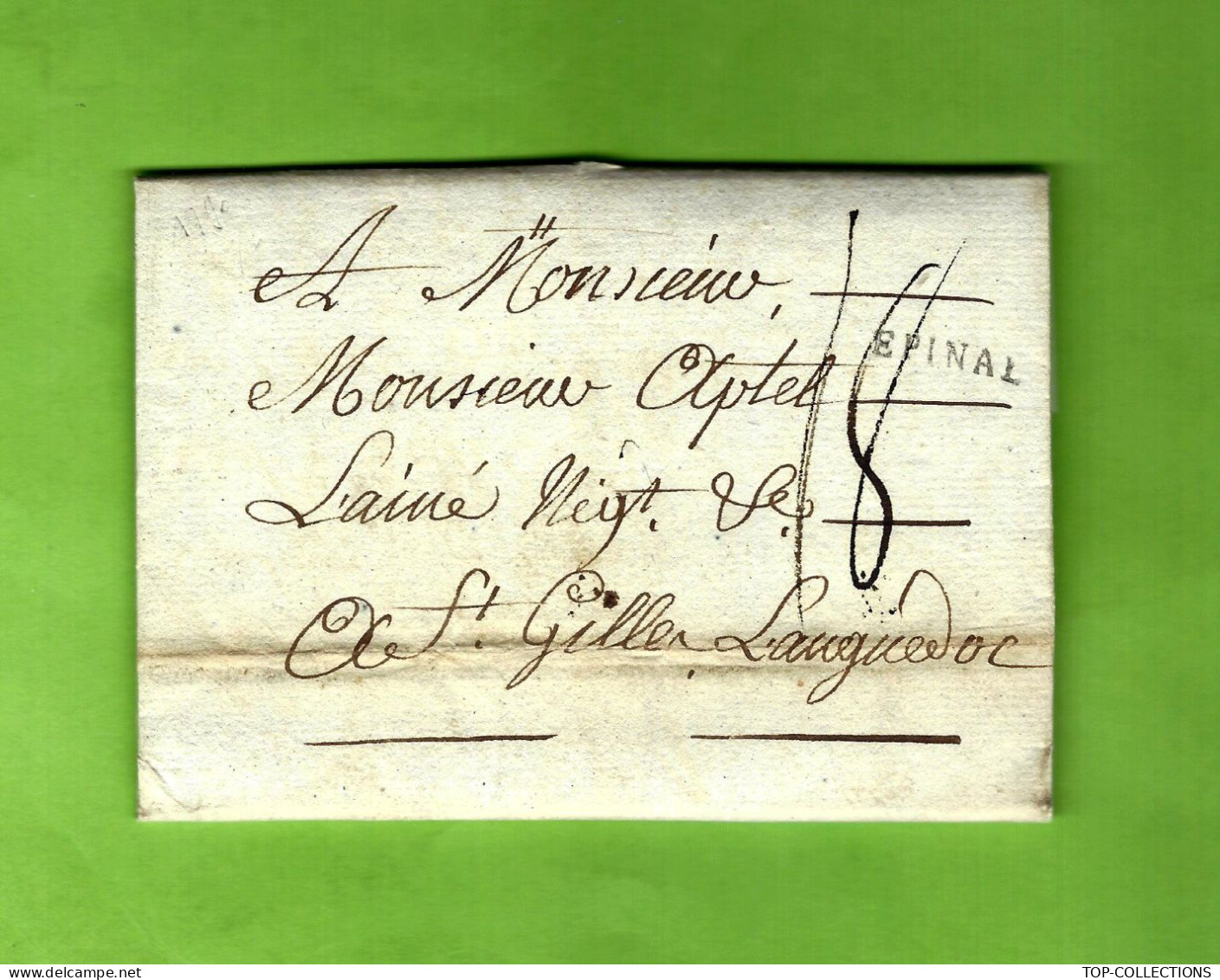 1790 MARQUE EPINAL D’Epinal Par Bittot Père & Fils Pour Aptel Ainé St Gilles  Gard Languedoc V.SCANS - ... - 1799