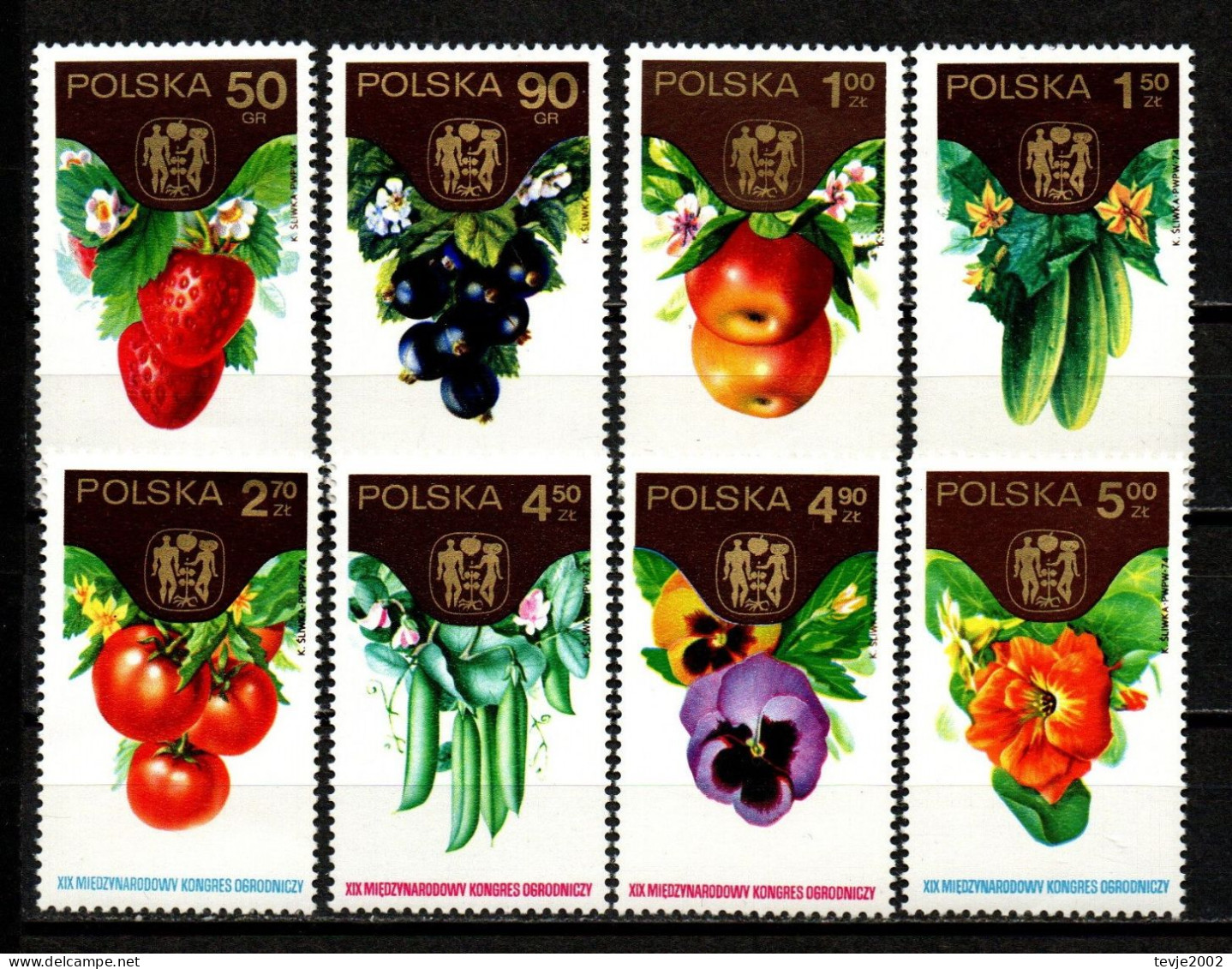Polen 1974 - Mi.Nr. 2329 - 2336 - Postfrisch MNH - Gemüse Vegetable Obst Fruits - Legumbres