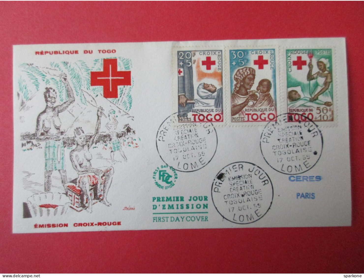 Marcophilie - Enveloppe - République Du Togo - Emission Croix-Rouge - 1° Jour 1955 - Cartas & Documentos