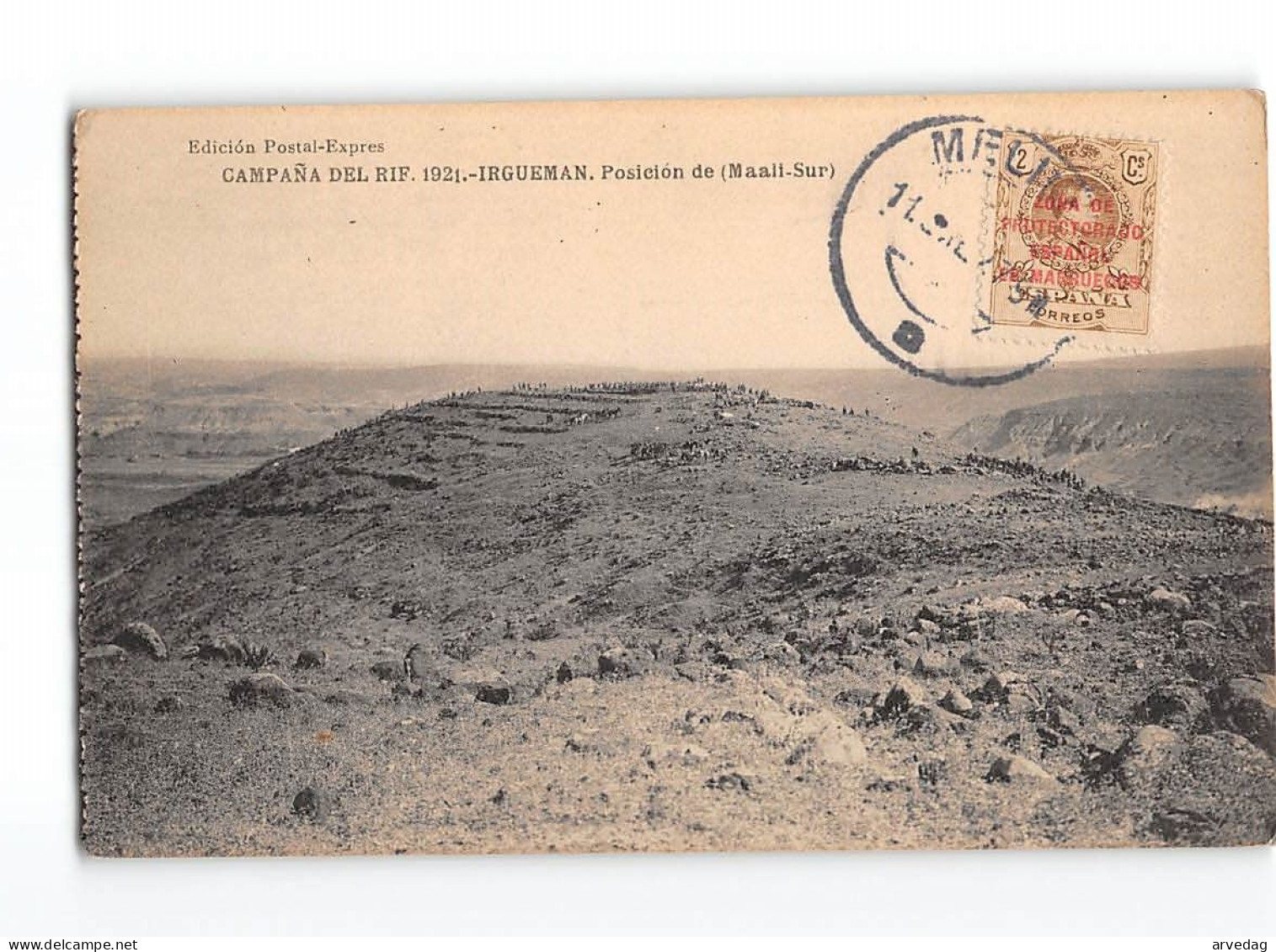 X1771 CAMPAGNA DEL RIF. 1921 - IRGUEMAN POSICION DE MAALI-SUR - POSTAEK MELILLA - STAMP ZONA DE PROTECTORADO ESPANOL EN - Guerres - Autres