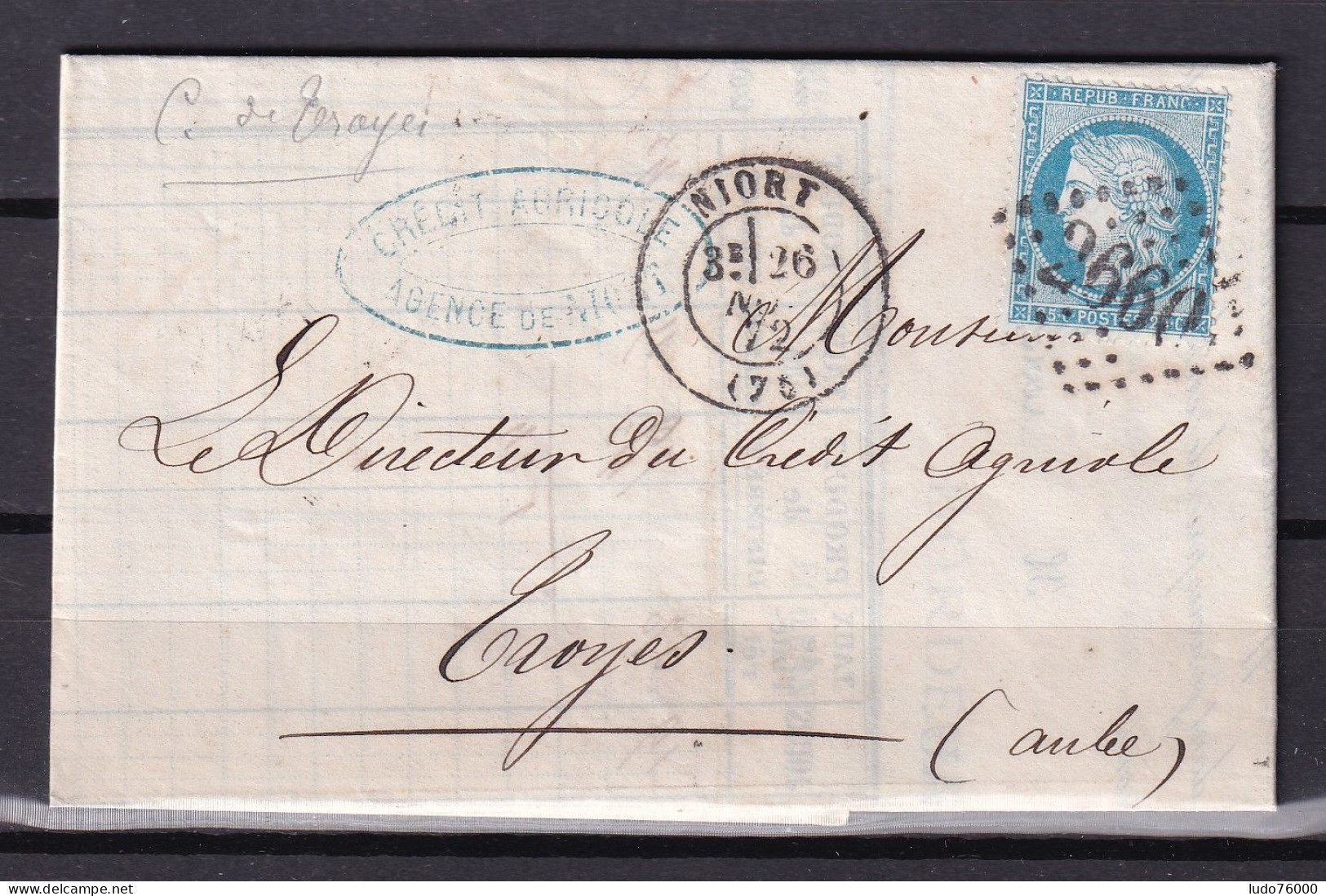 D 809 / CERES N° 60 SUR LETTRE - 1871-1875 Cérès