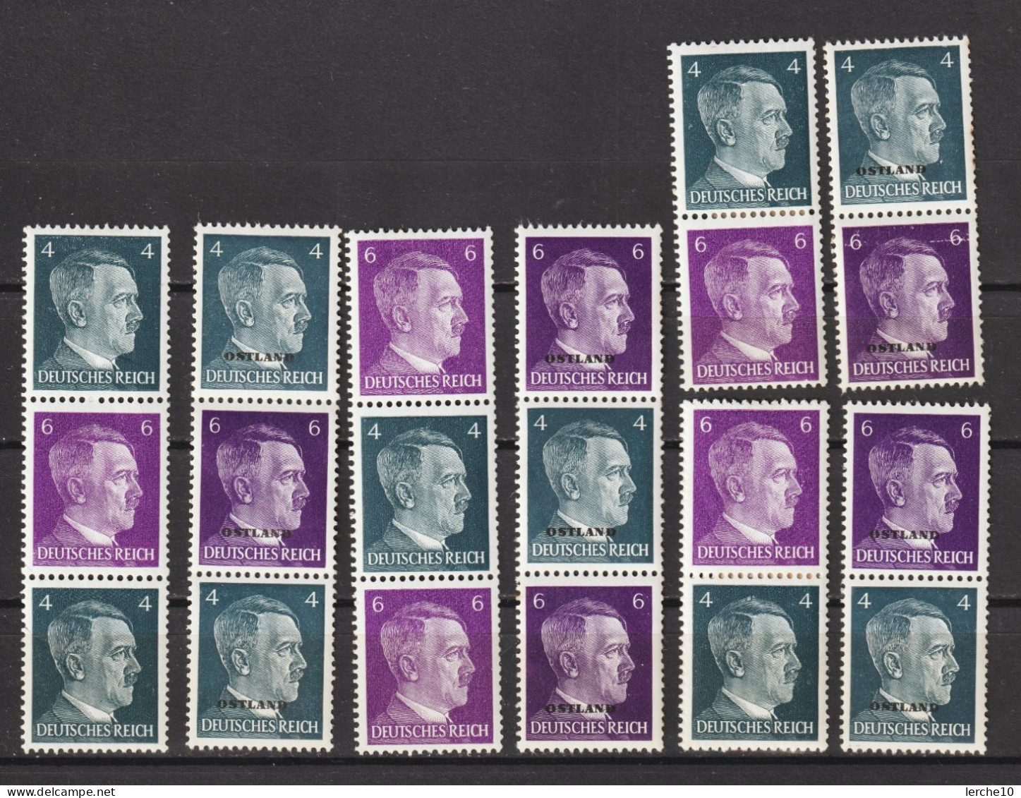 Ostland MiNr. 3 + 4 ** S1-4 + 3. Reich S 290-293 ** (0341) - Occupation 1938-45