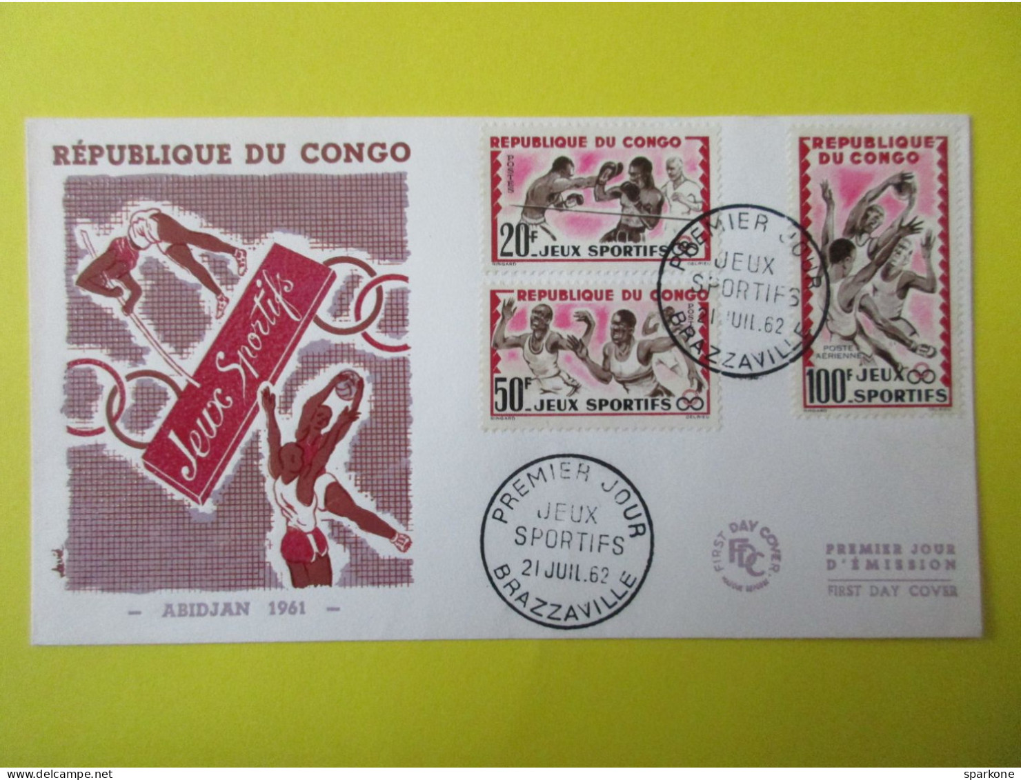 Marcophilie - Enveloppe - République Du Congo - 1° Jour - Jeux Sportifs 1962 - Brazzaville - FDC