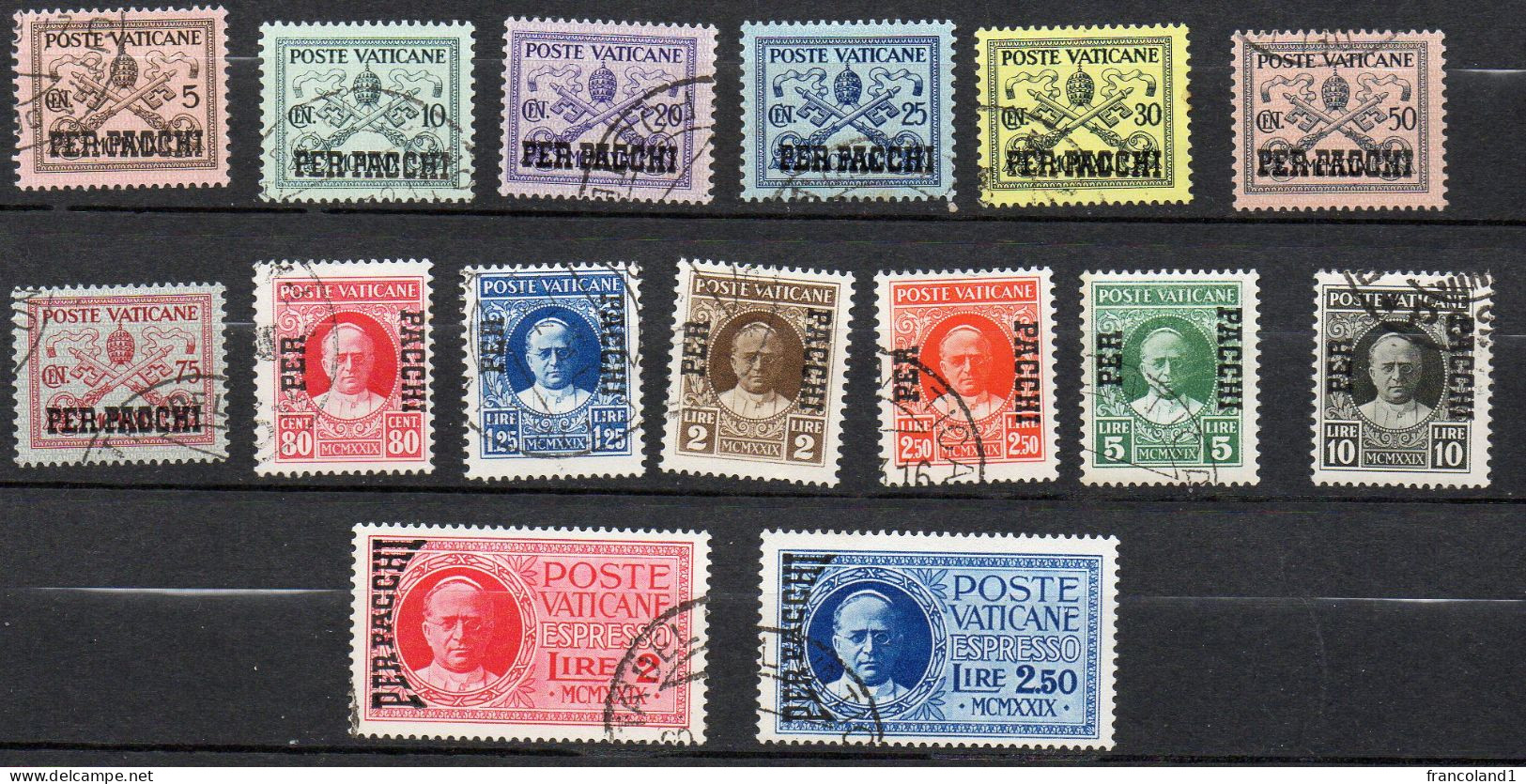 1931 Vaticano Pacchi Postali N. 1 - 15 Completa Con Espressi Timbrati Used Sassone 100 Euro - Parcel Post