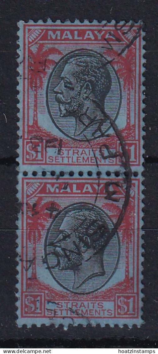 Straits Settlements: 1936/37   KGV    SG272    $1       Used Pair - Straits Settlements