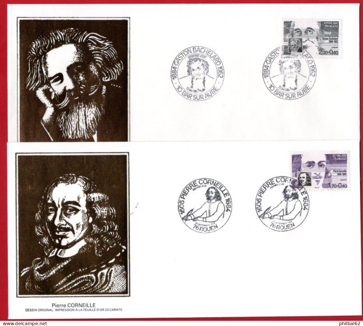 Lot De 6 FDC Personnages Célèbres 1984. E.Littré, J.Zay, P.Corneille, G.Bachelard, J.Paulhan, E.Gallois, N° 2328/32. - 1980-1989