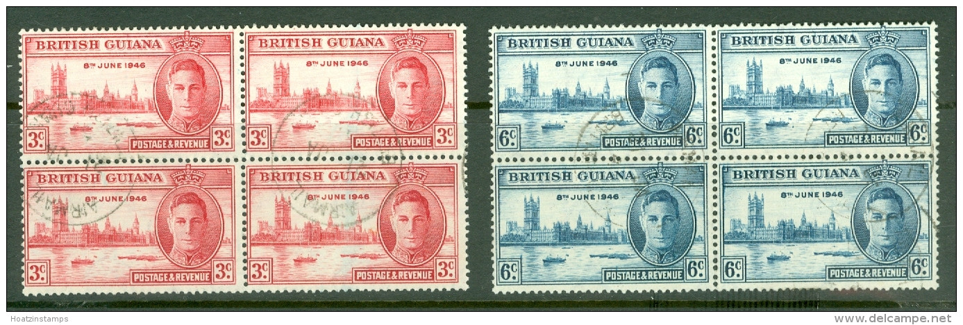 British Guiana: 1946   Victory       Used Blocks Of 4 - Guyana Britannica (...-1966)