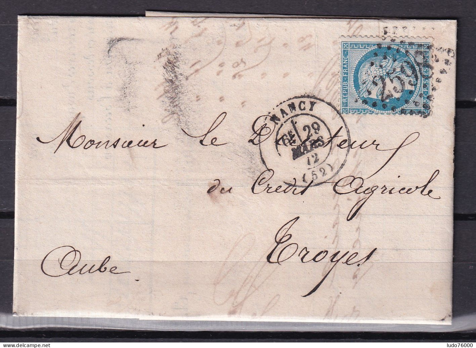 D 809 / CERES N° 60 SUR LETTRE - 1871-1875 Cérès