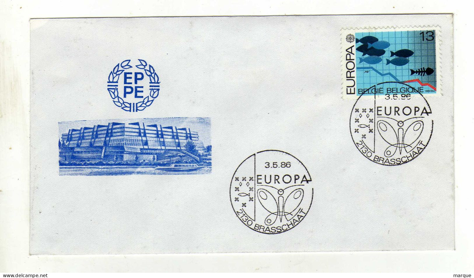 Enveloppe 1er Jour BELGIQUE BELGIE EUROPA Oblitération 2130 BRASSCHAAT 03/05/1986 - 1981-1990