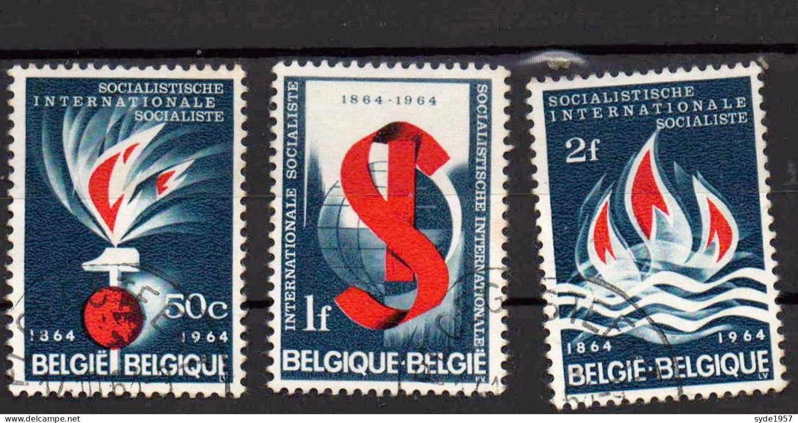 Belgique 1964 Centenaire Internationale Socialiste COB 1290 à 1292 - Gebruikt