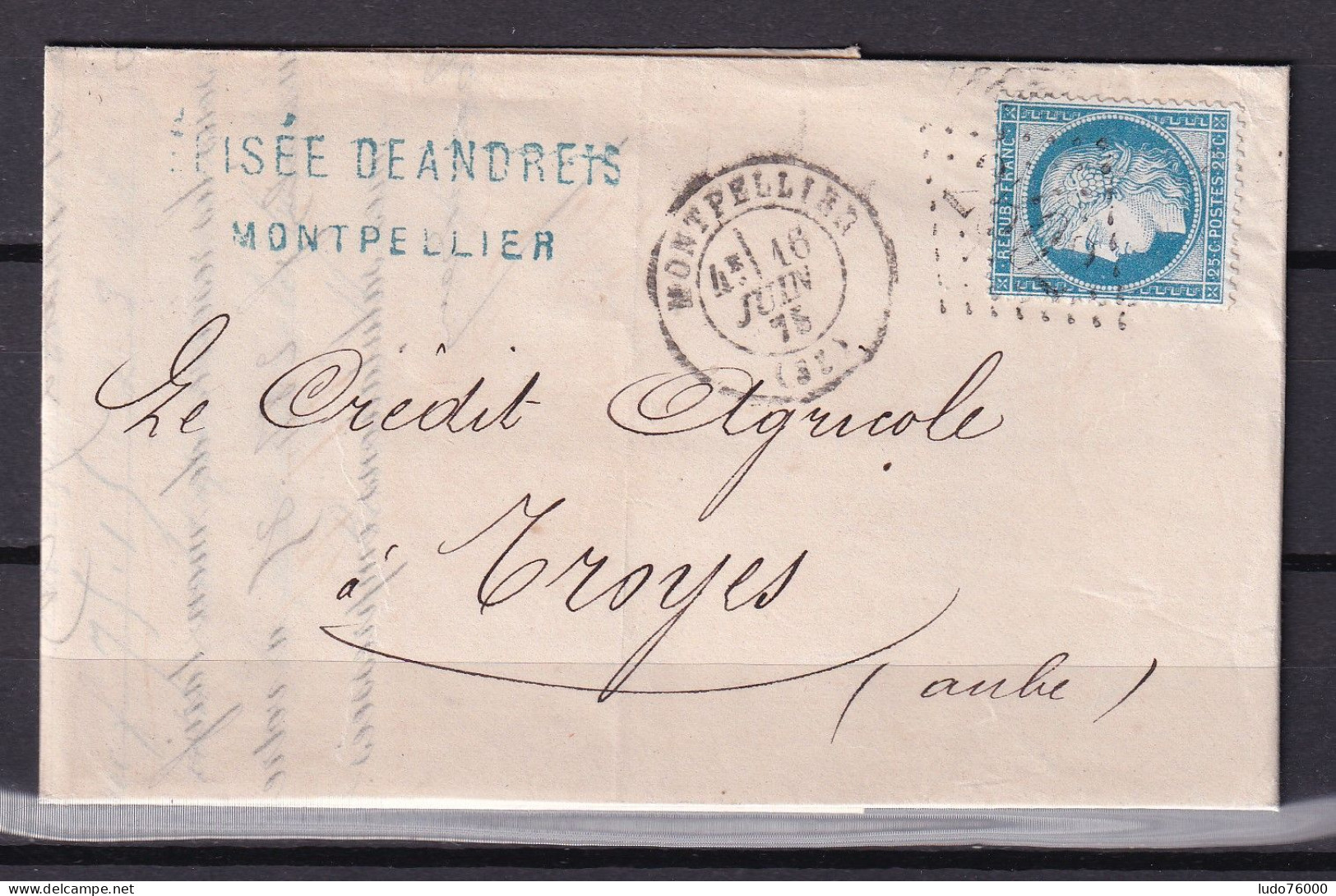 D 809 / CERES N° 60 SUR LETTRE - 1871-1875 Cérès