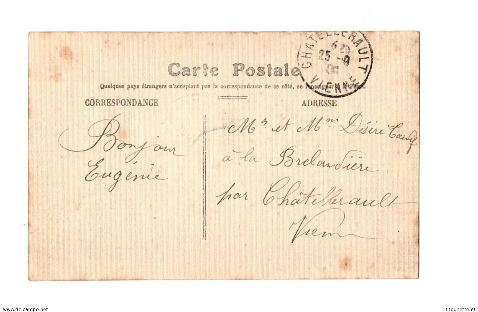 86- BONNEUIL-MATHOURS (VIENNE)- Rue Du PONT- COMMERCE- "EPICERIE PARISIENNE" Et ECOLE De GARCONS-Ecrite 1908 - Sonstige & Ohne Zuordnung