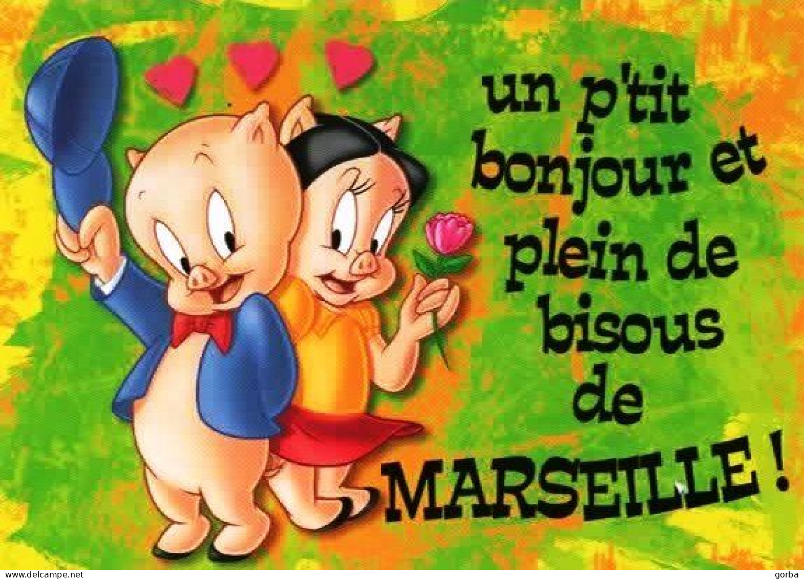 *CPM - Petit Bonjour Plein De Bisous De MARSEILLE - Petits Cochons - Autres & Non Classés