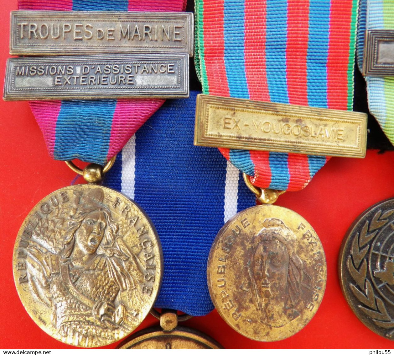 Barrette 4 Medailles Troupes De Marine Ex Yougoslavie Sarajevo - Francia
