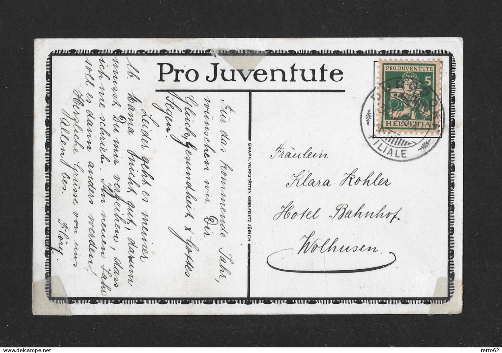 1916 TRACHTENBILDER ► Pro Juventute Karte Nr.41 "Greierz / Gruyères" Mit J5 Berner Sennenbub, - Brieven En Documenten