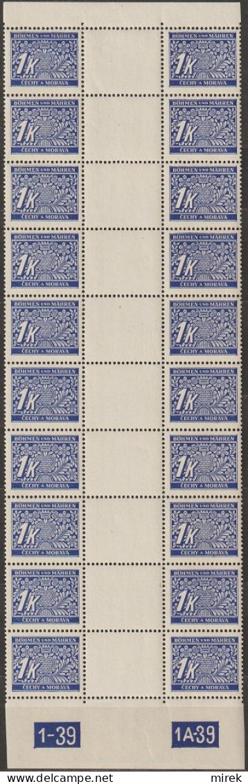 105/ Pof. DL 9, Vertical Interarchs Strip, Plate Numbers 1-1A-39 - Neufs