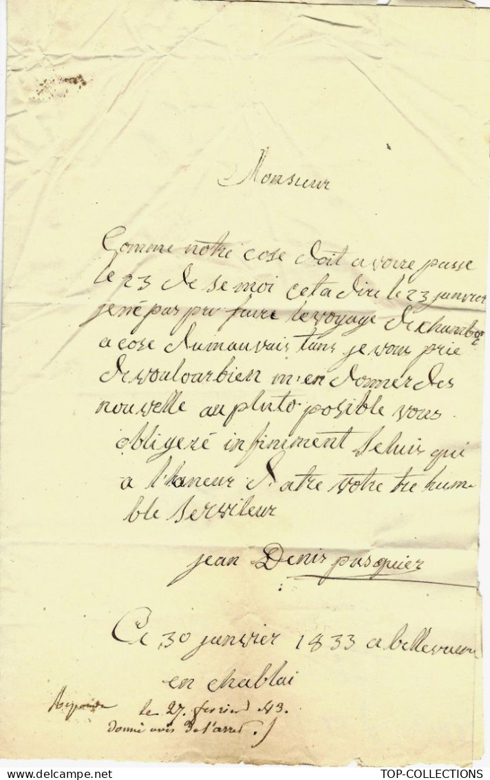 1849 MARQUE THONON Haute Savoie  De Bellevue En Chablais Lettre Sign.Pasquier Pour Le Procureur à Chambery Savoie - 1801-1848: Précurseurs XIX