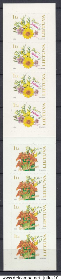 LITHUANIA 2005 Greetings Flowers Booklet MNH(**) Mi 866-867 #Lt987 - Lithuania