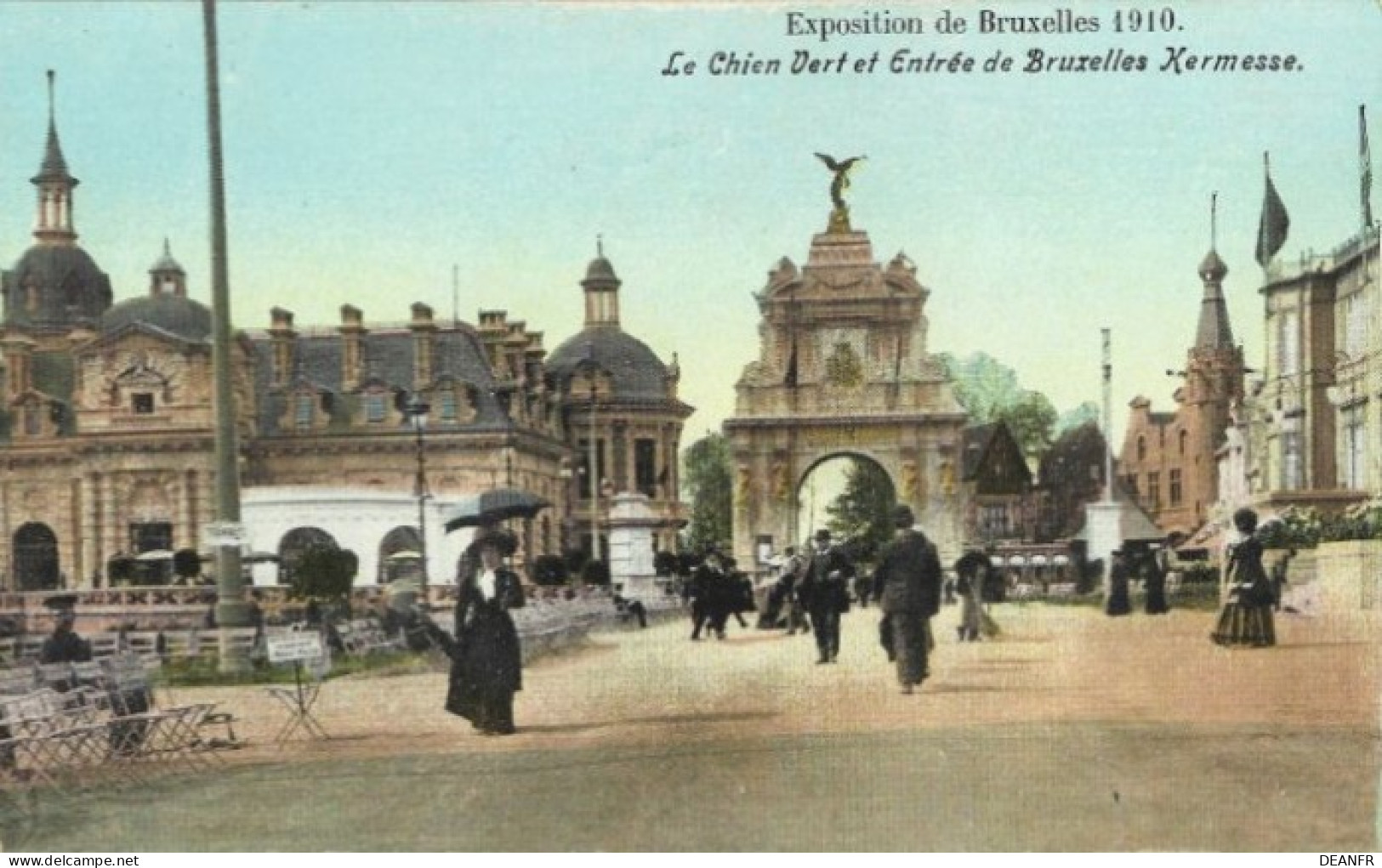 EXPOSITION De BRUXELLES 1910 : Le Chien Vert Et Entrée De Bruxelles Kermesse. Carte Impeccable. - Mostre Universali