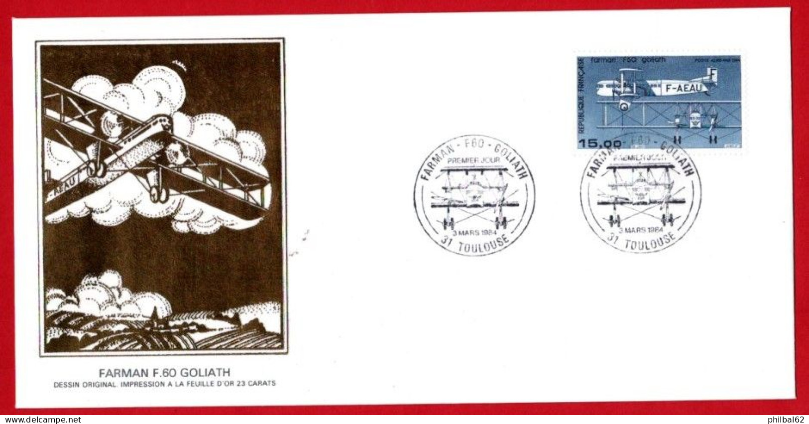 Lot De 2 FDC Poste Aérienne, Farmann F 60 Et Hydravion "CAMS 53". Années 1984 Et 1985. N° 57 Et 58. - 1980-1989