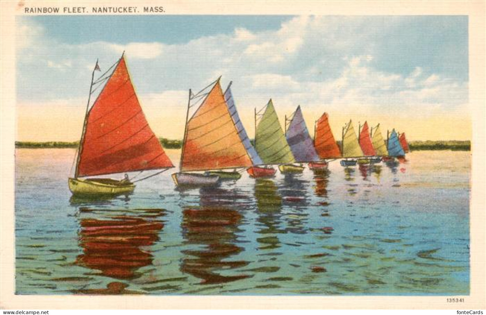 73956075 Nantucket_Massachusetts_USA Rainbow Fleet Kuenstlerkarte - Autres & Non Classés