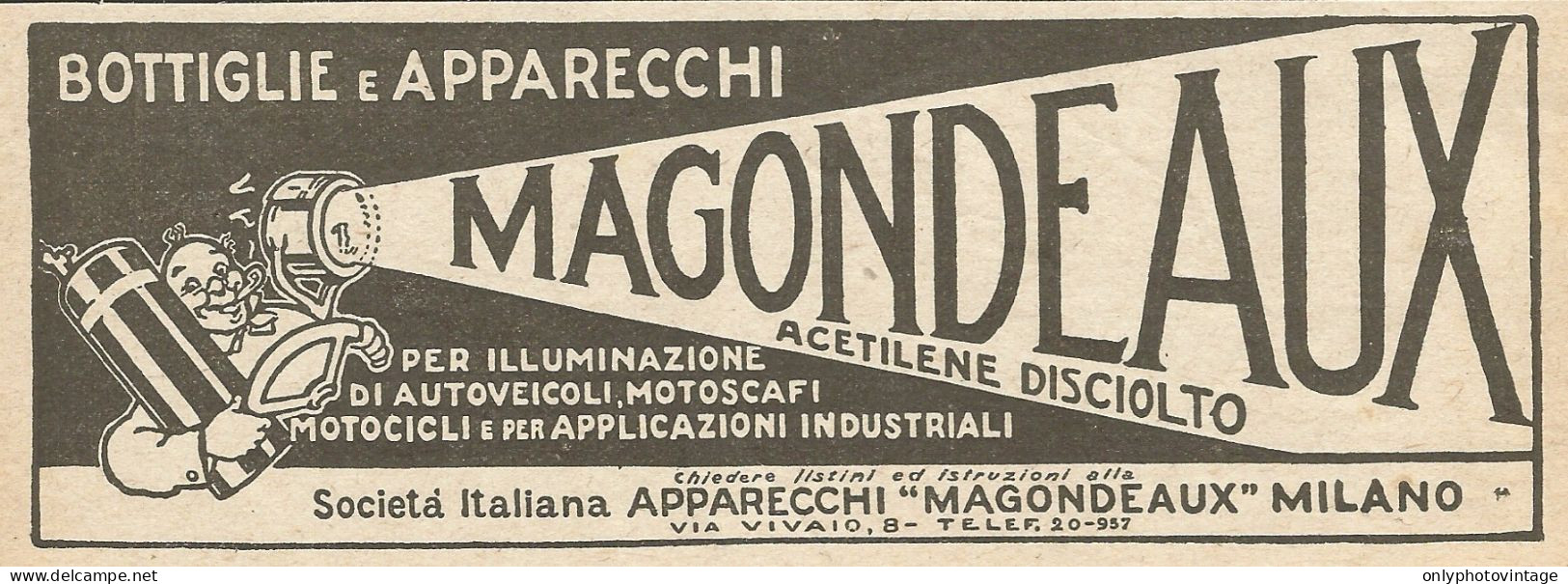 MAGONDE AUX Acetilene Disciolto - Pubblicità 1925 - Advertising - Werbung