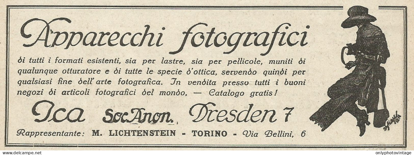 Apparecchi Fotografici ICA - Pubblicità 1927 - Advertising - Werbung