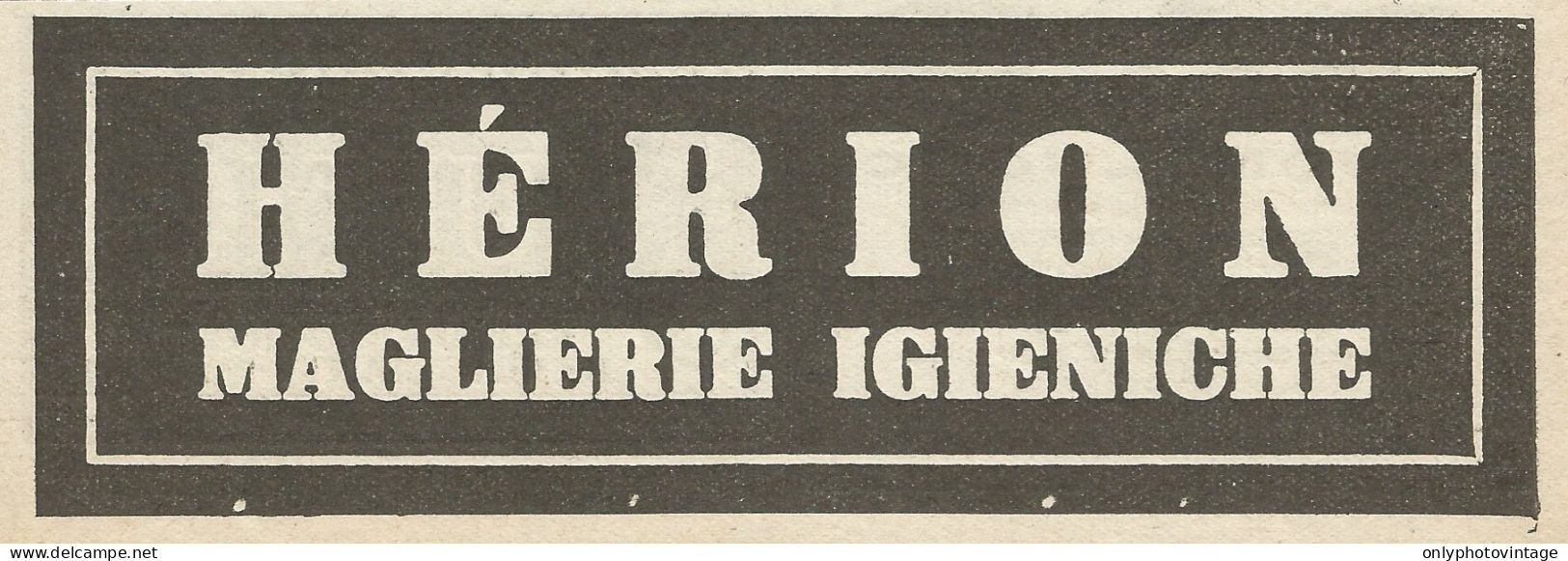 Maglierie Igieniche Hèrion - Pubblicità 1927 - Advertising - Werbung